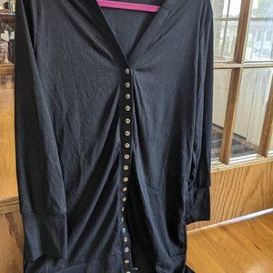 Lightweight Black Snap Cardi